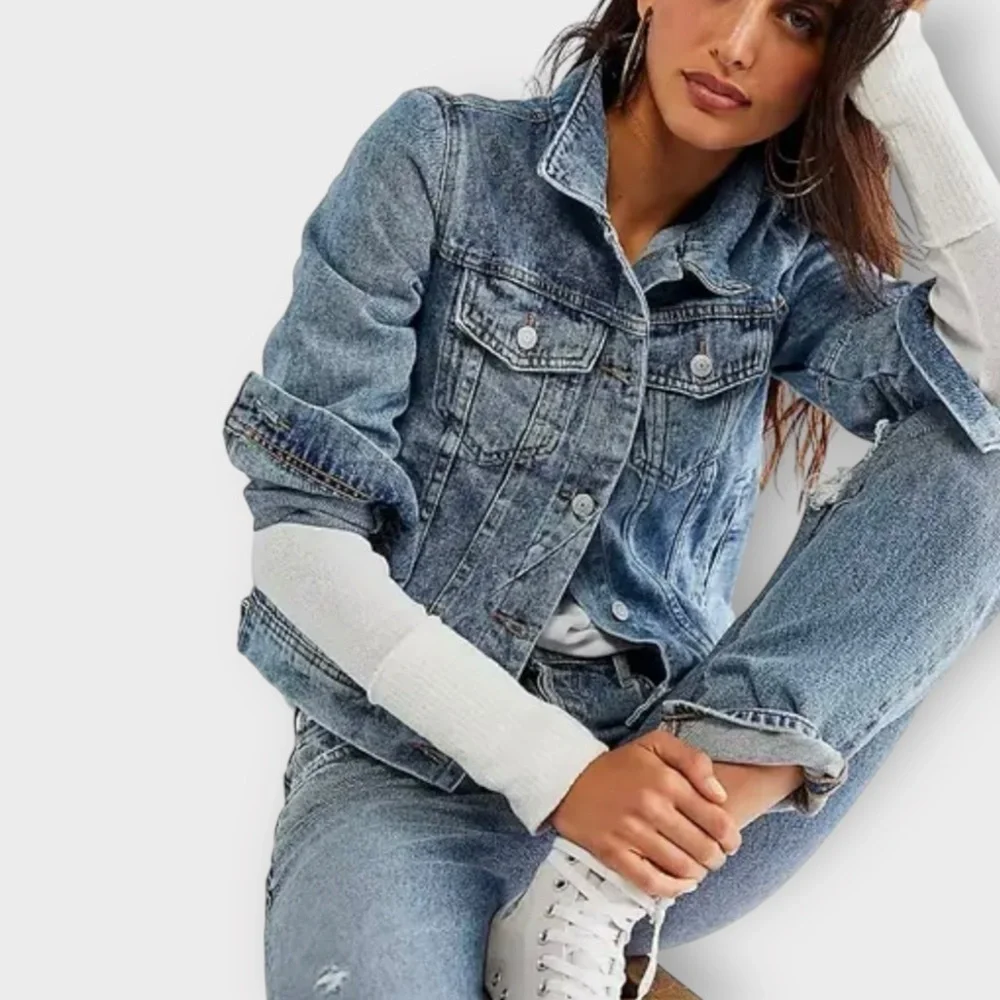 Free People Rumors‎ Denim Jacket All Season Casual Everyday Cropped Women's XS